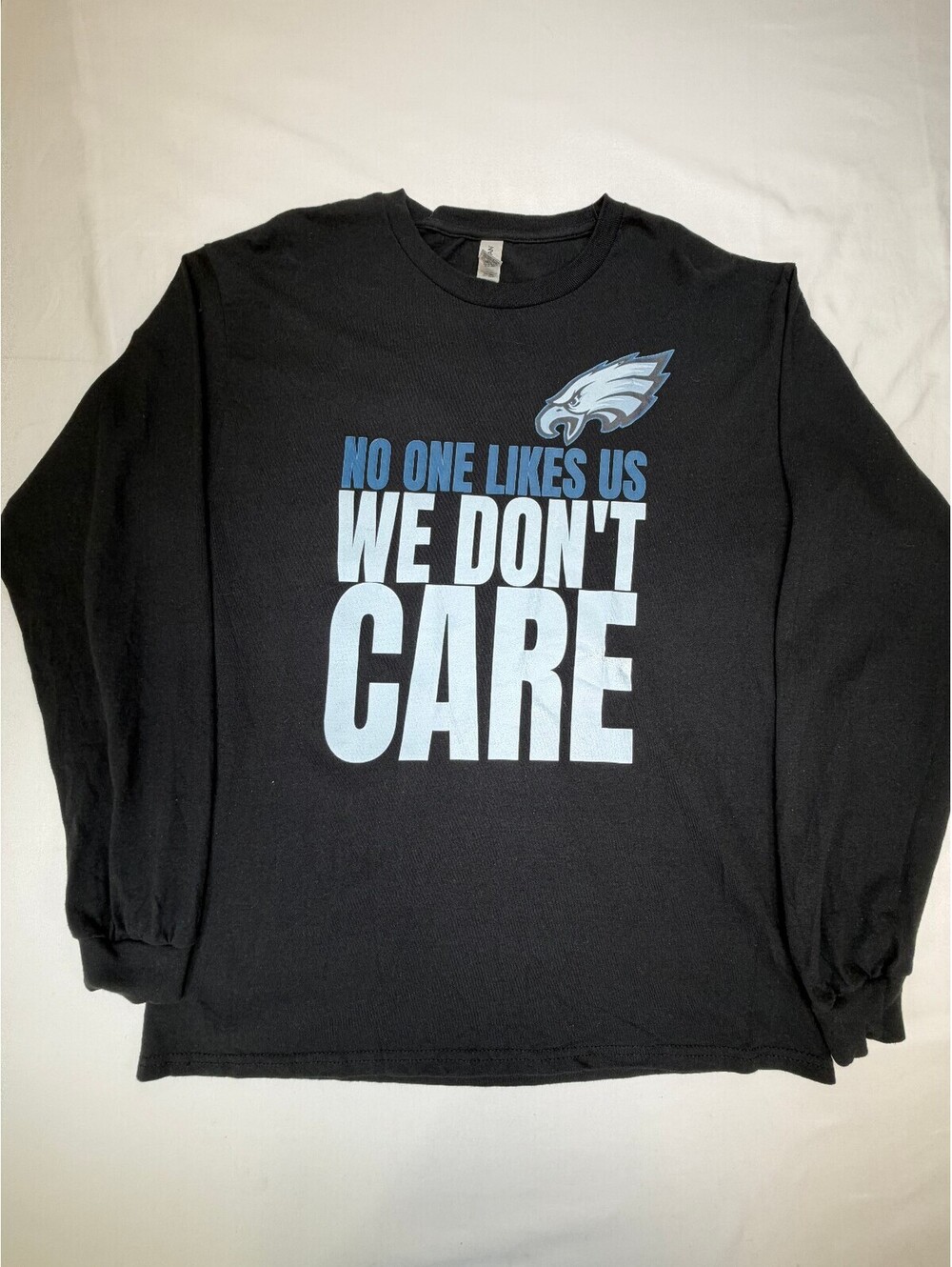 Gildan Mens Graphic Shirt Long Sleeve Crew Neck Philadelphia Eagles Size L Black